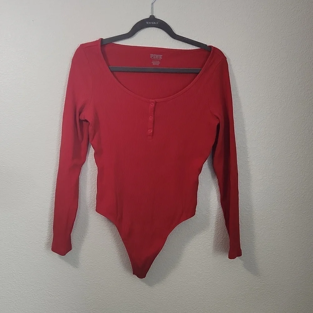 Victoria's Secret PINK, red body suit, size‎ large